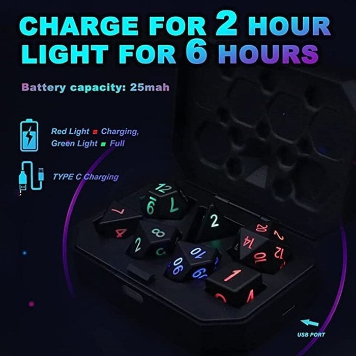 🔥LAST DAY 49% OFF🔥 DND Dice Rechargeable with Charging Box(7 PCS)