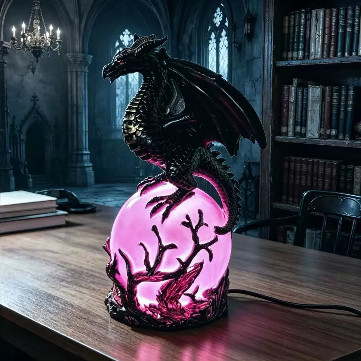 🎉🔮Gothic Dragon LED Crystal Ball Lamp for Dark Aesthetic Decor