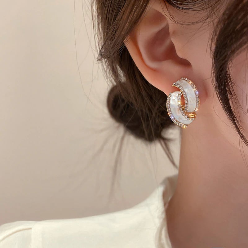 Simple White Zircon Geometric Stud Earrings