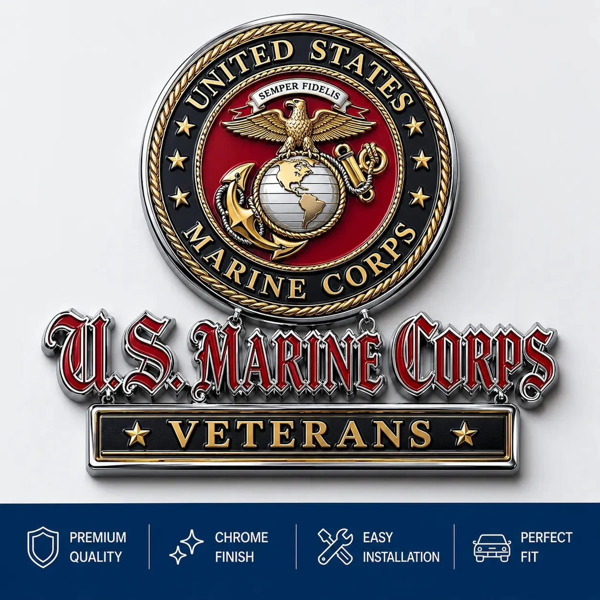 🛡️ U.S. Veterans Premium Auto Emblem – Honor Your Service