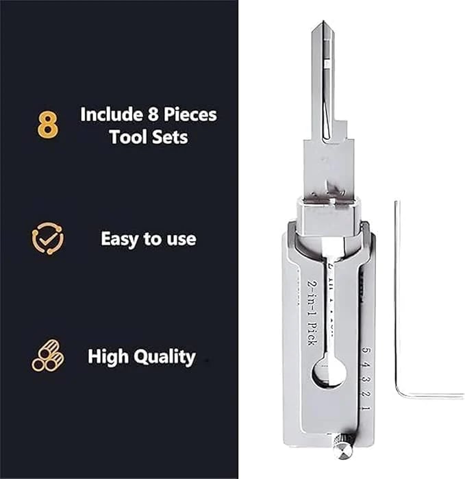 🎉⚒️Stainless Steel Master Key Decoder, SS001 Pro Lock Pick Tool for Beginners, Practical Locks for Lock Lock,Lock Pick Set(Only applicable to Flat Key Lock)