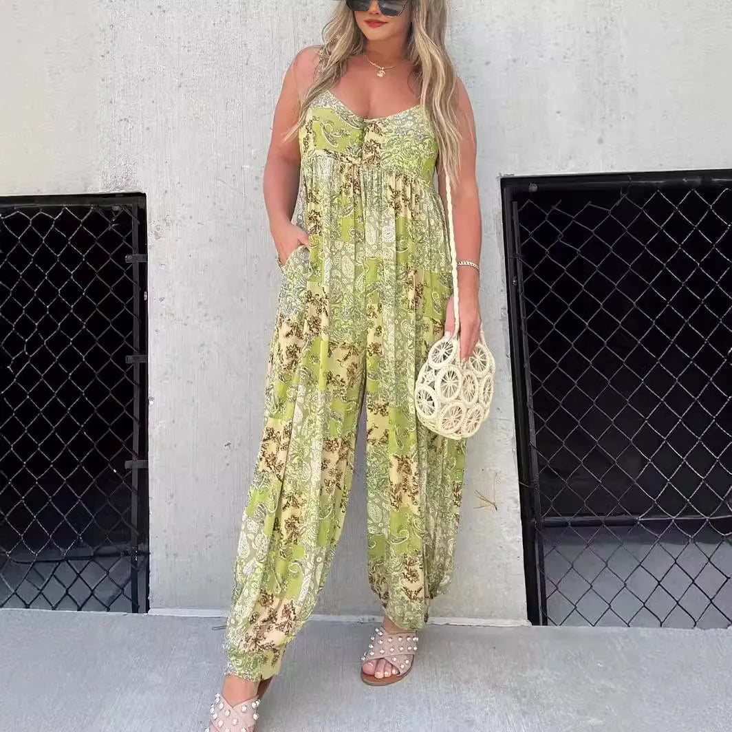 Cooper Patchwork Print Loose Jumpsuit