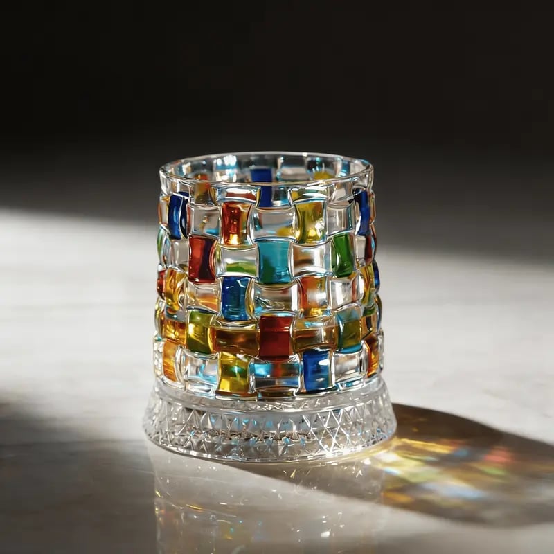 🔥HOT SALE🔥Hand-Painted Embossed Rotating Whiskey Glass – Minimal Luxury Crystal Tumbler with Smooth Spin Design