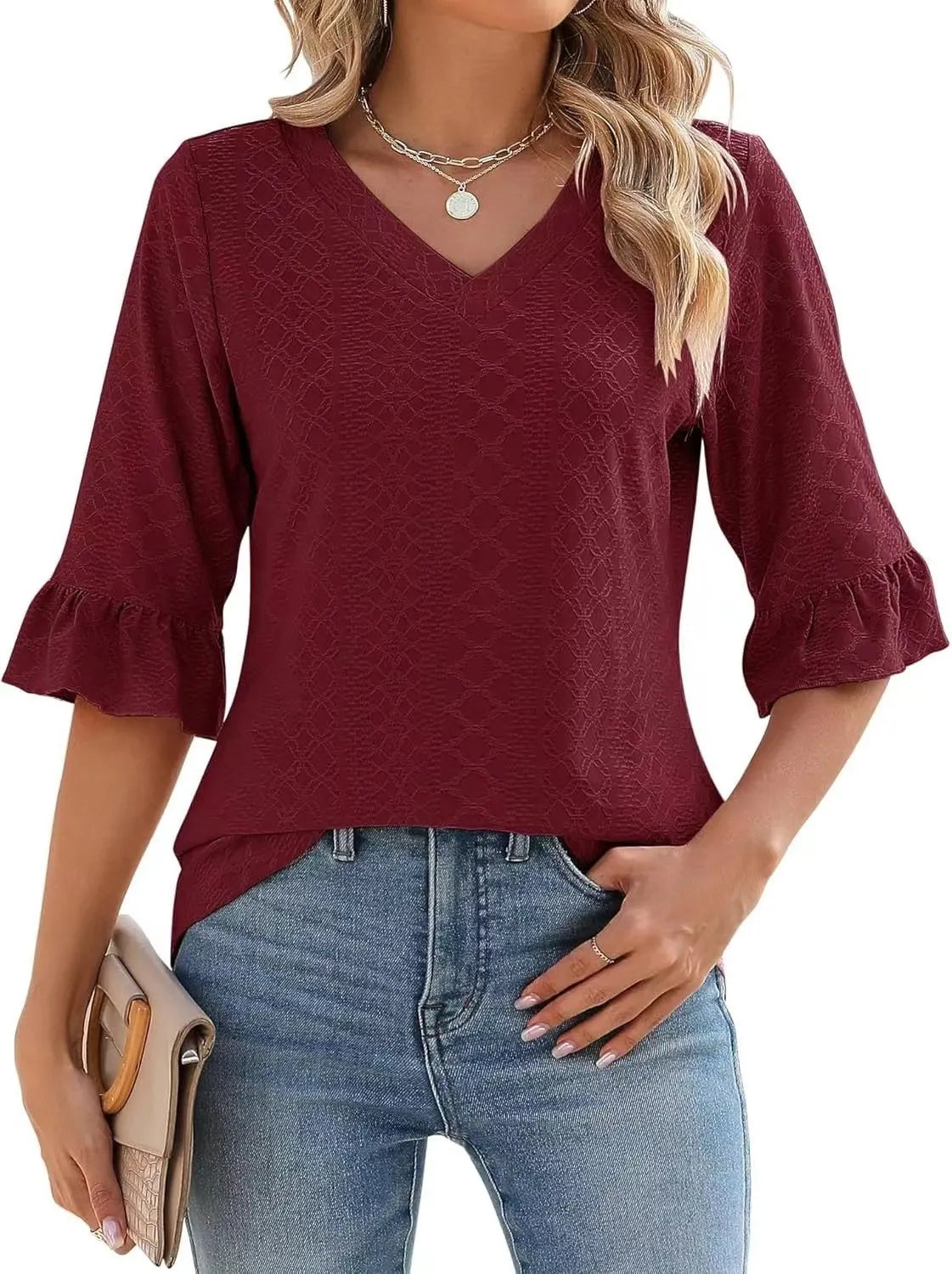 🔥New Products 🔥 Women's Elegant Ruffle Sleeve V-Neck Top