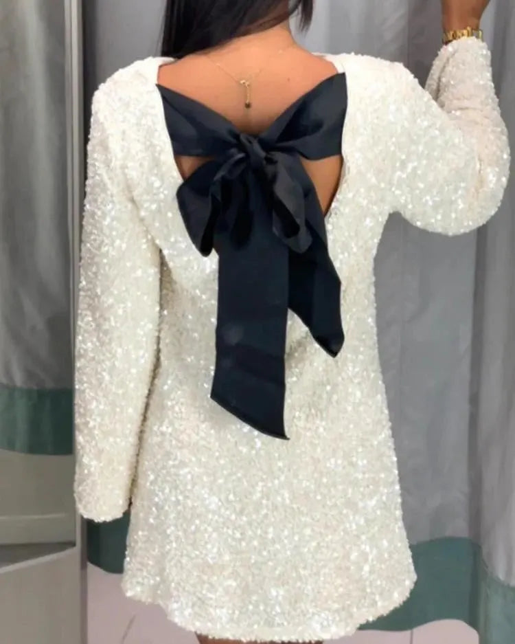 Sequin Bow Party Dress