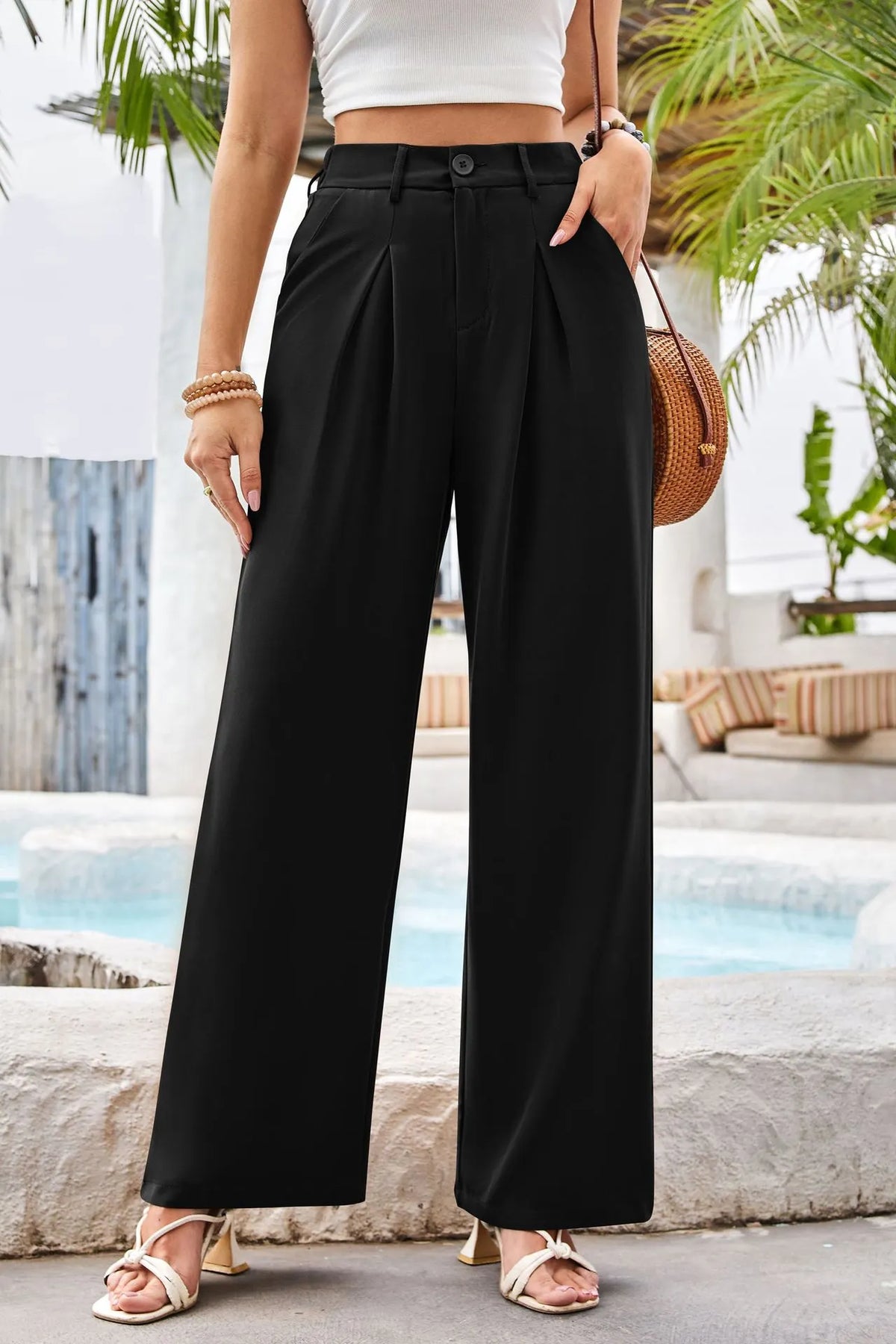 Women's High Waist Casual Wide Leg Loose Trousers Buy 2 Free Shipping