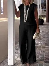 💕Limited Time 48% Off💕Women's Crew Neck Sleeveless Top and Pants Set