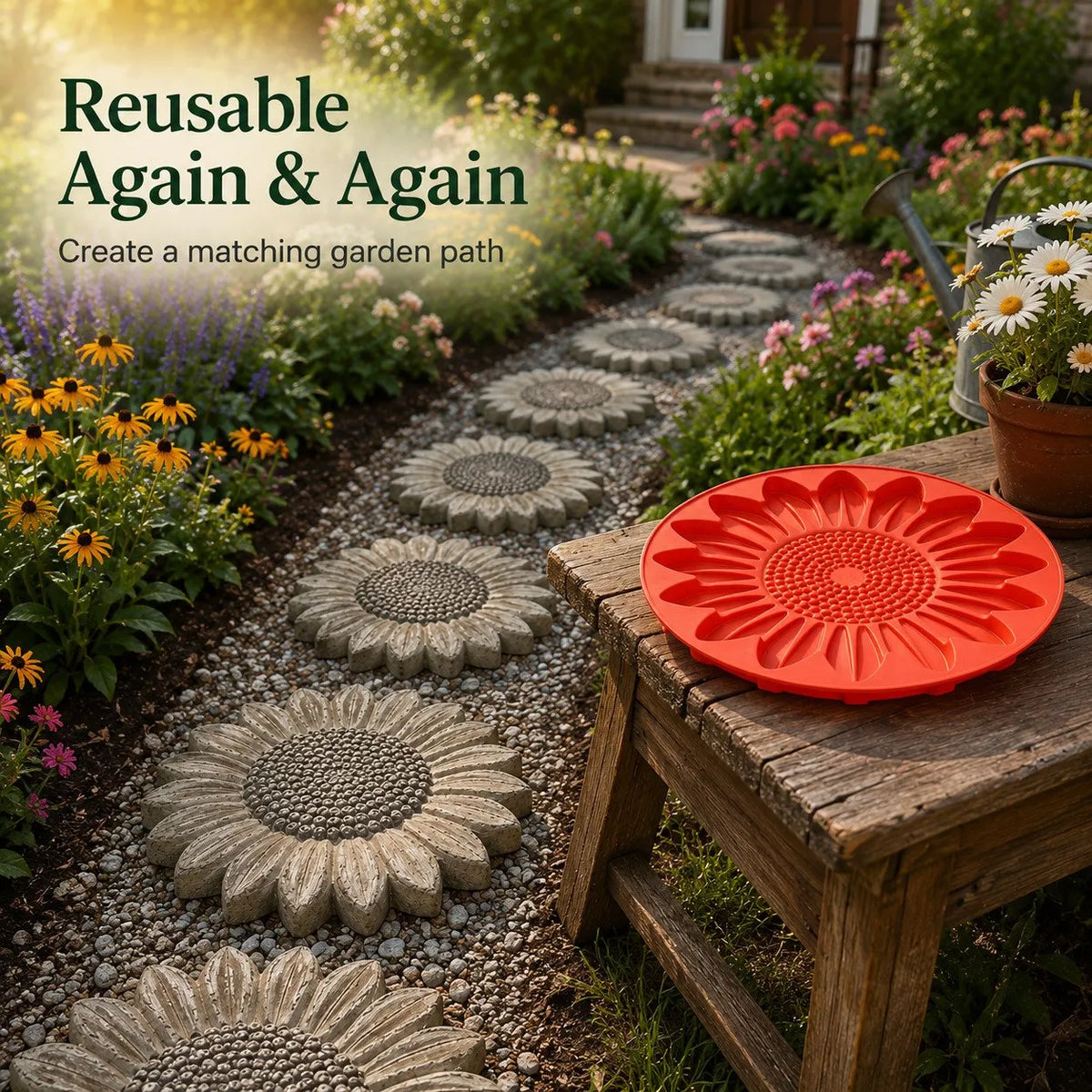 🔥HOT SALE🔥💥 LAST DAY 49% OFF - 🌻 Reusable Sunflower Stepping Stone Mold (📦Buy 2 Free Shipping)