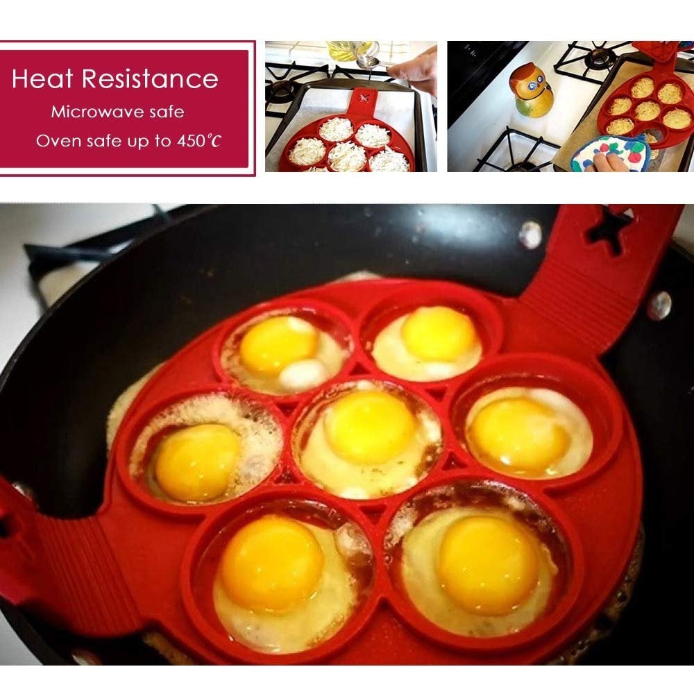 Pancake Molds for Fried Eggs, Reusable Silicone Non-Stick Egg Pancake Maker