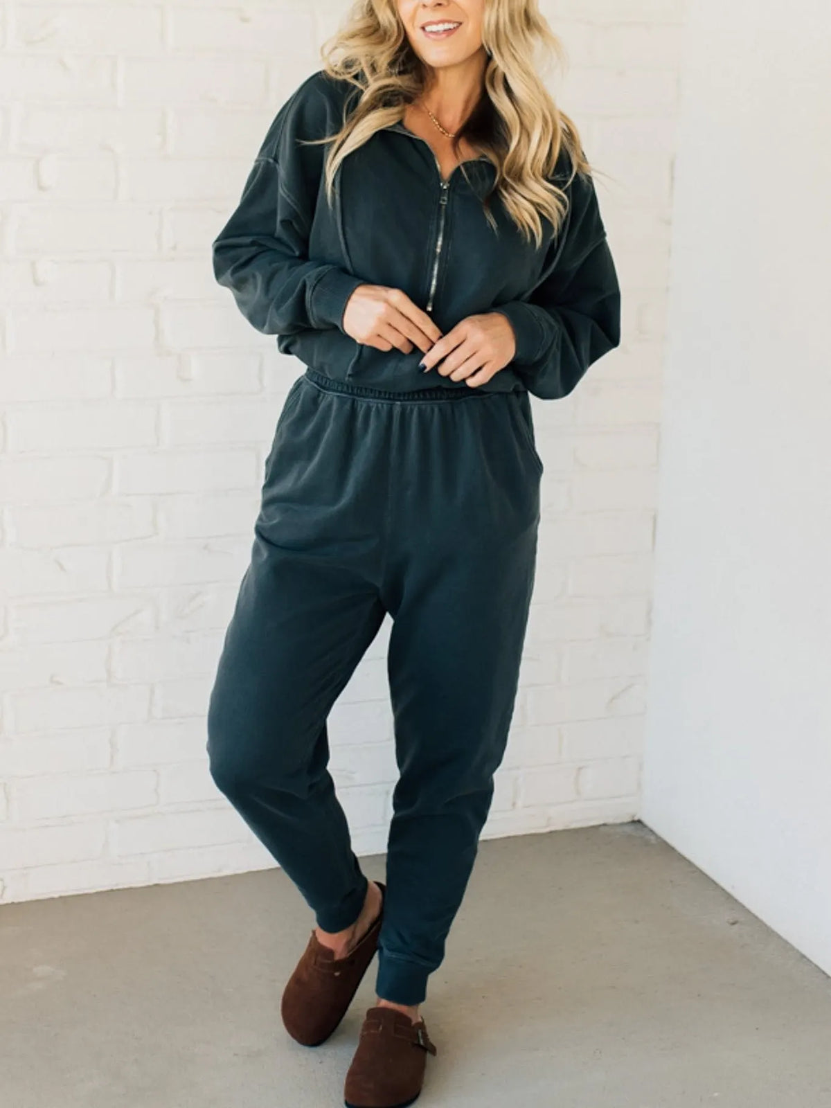 French Terry Drawstring Hooded Jumpsuit (Buy 2 Free Shipping)