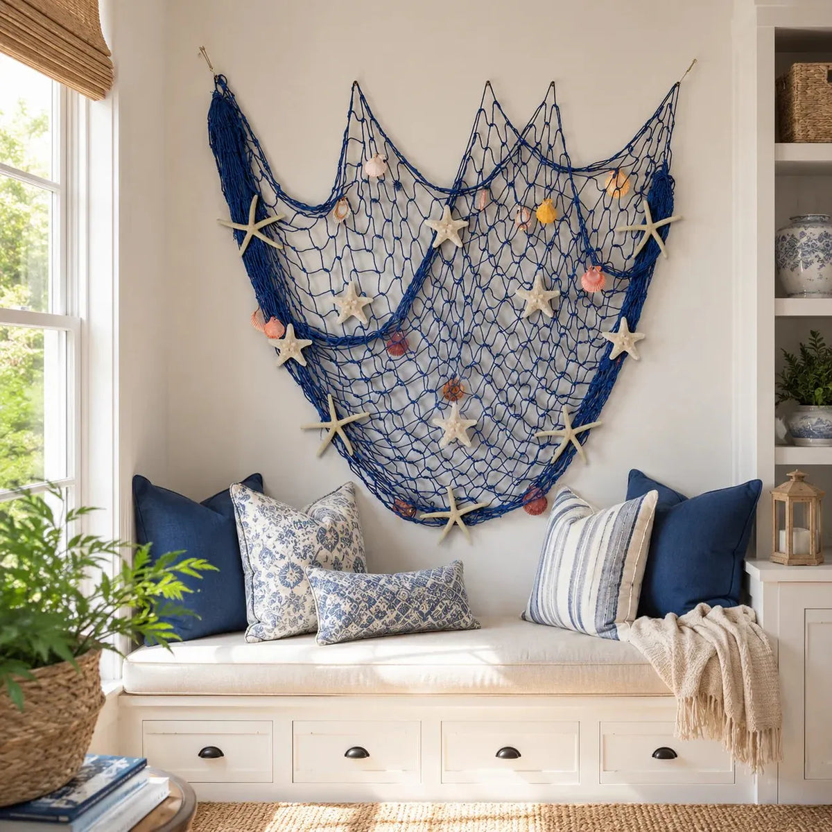 🔥HOT SALE🔥🌊✨ Coastal Fishing Net Wall Hanging with Fairy Lights