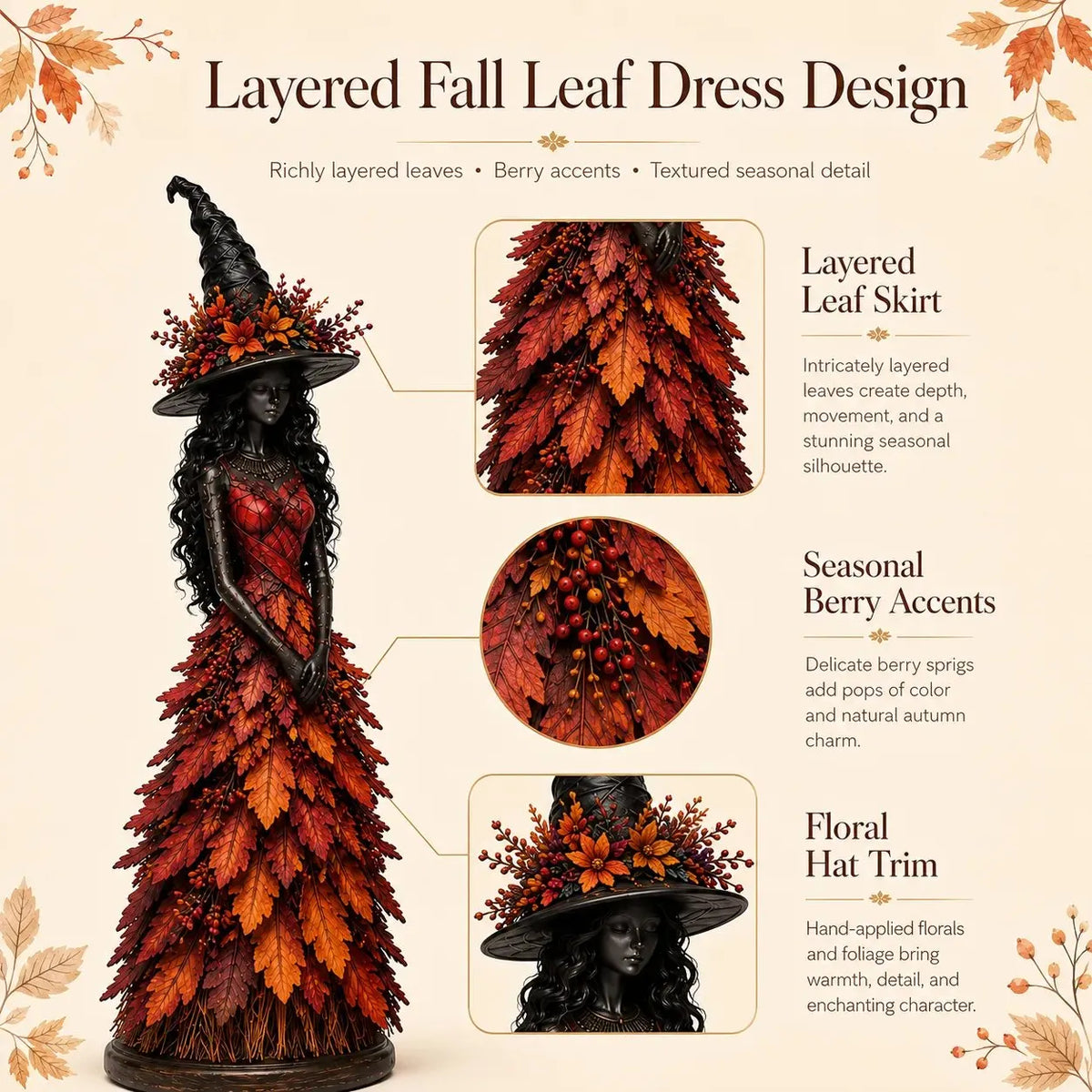 💥 49% OFF - 🧙 Enchanted Gothic Autumn Witch Figurine