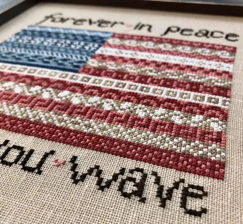🔥Last Day 49% OFF - 🎆Patriotic American Flag Cross Stitch Kit