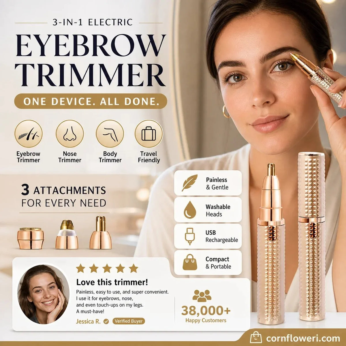 🔥 HOT SALE 🔥✂️ 2026 Sale — Over 38,000 Sold!🔥 Portable Electric Eyebrow Trimmer – Interchangeable Heads 🪒