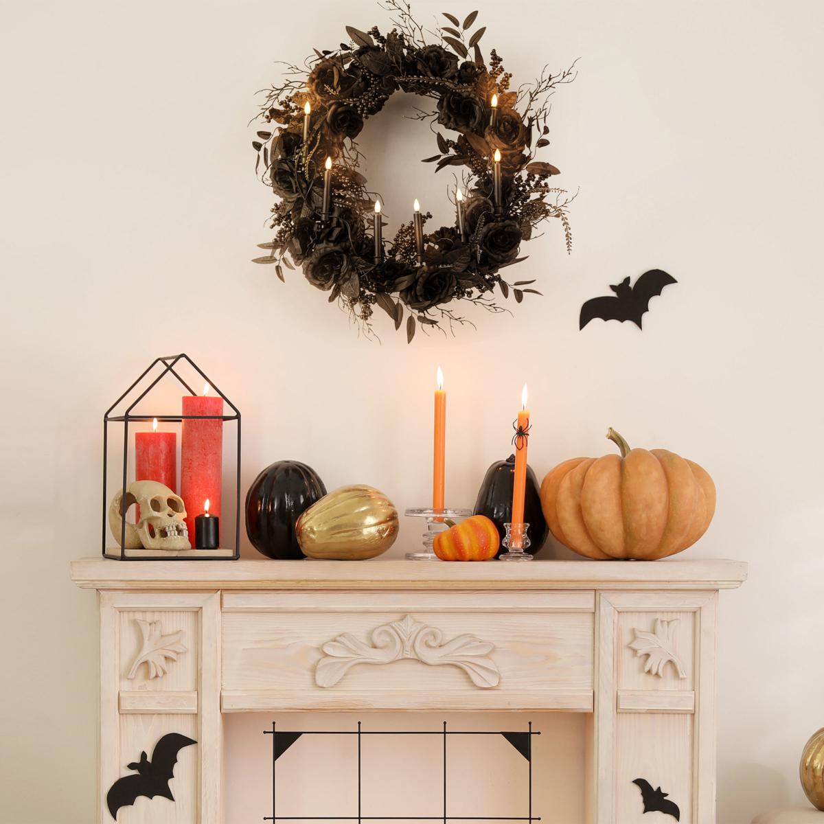 Black Rose Candle Wreath