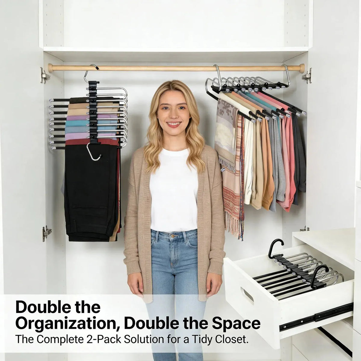 🎉👖 9-Tier Space-Saving Pants Hangers – 2 Pack