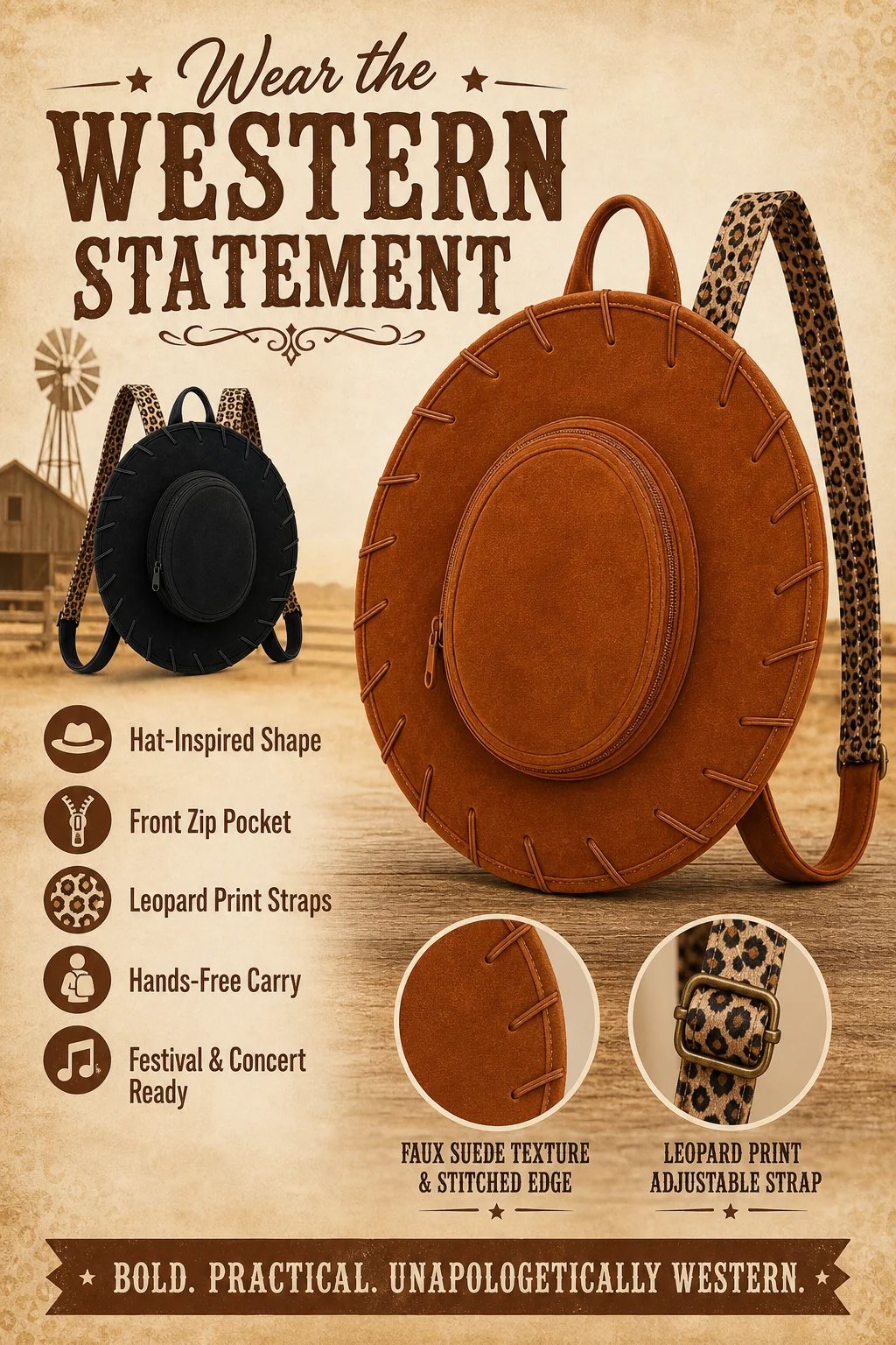 🎉Western Cowgirl Hat Backpack
