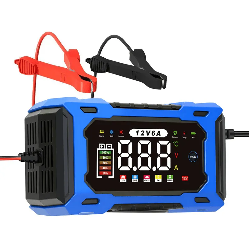 🎉🔋 12V 6A Smart Car Battery Charger – Pulse Repair Technology, Auto Maintain & Desulfation 🚗⚡