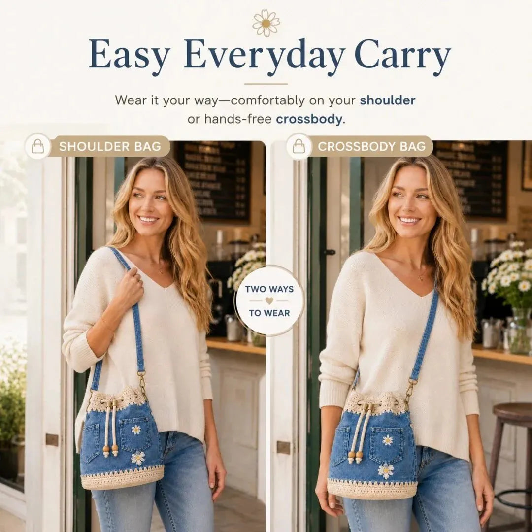 🎉Free Shipping🔥Bestselling 2026! 49% Off!✨👜Handmade Crochet Denim Bucket Bagw