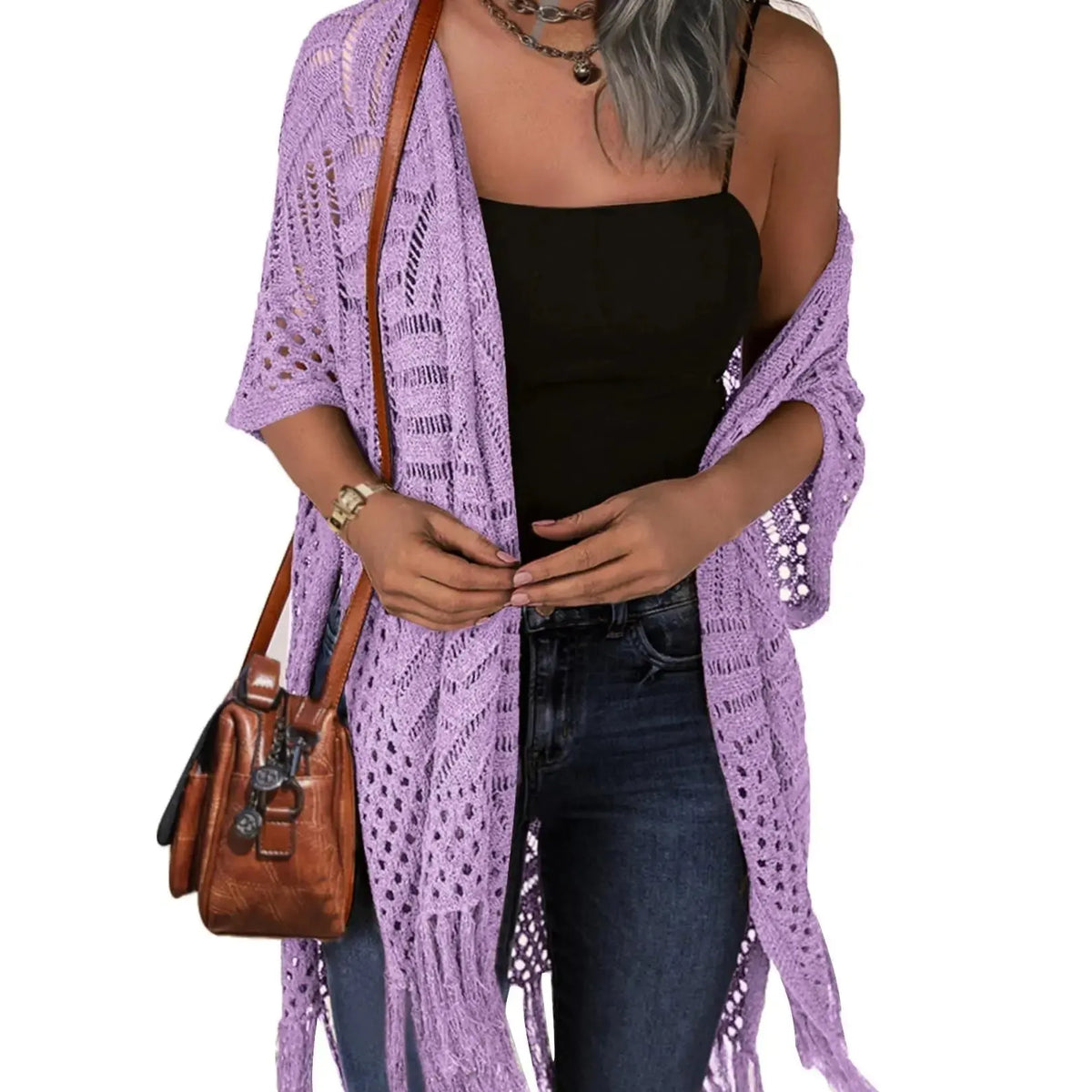 🎉✨ Lightweight Crochet Boho Kimono
