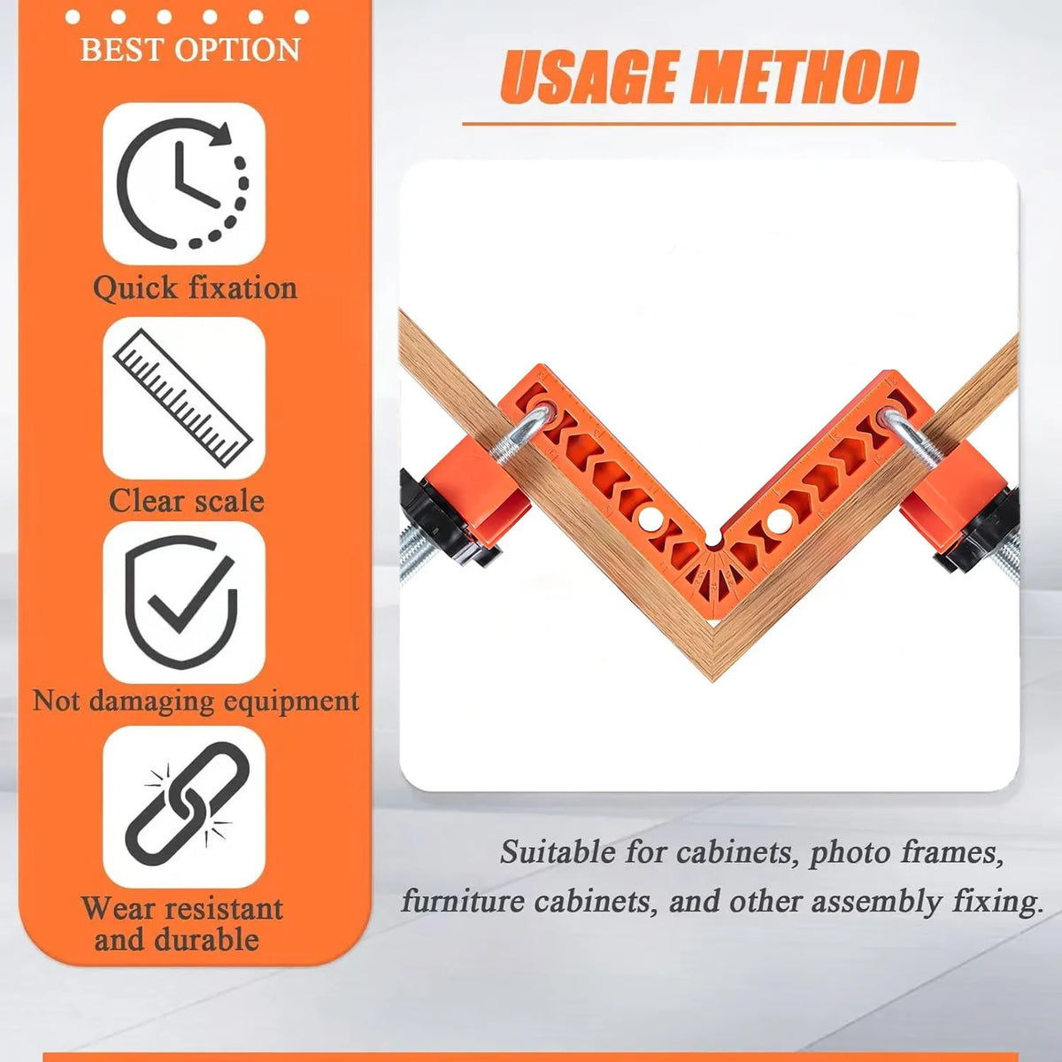 🎉 🔧90 Degree Corner Clamp & Positioning Square Set - (3" 4")inch x 8 Right Angle Clamp with 8 Clamp ABS Plastic L-Shaped Tool