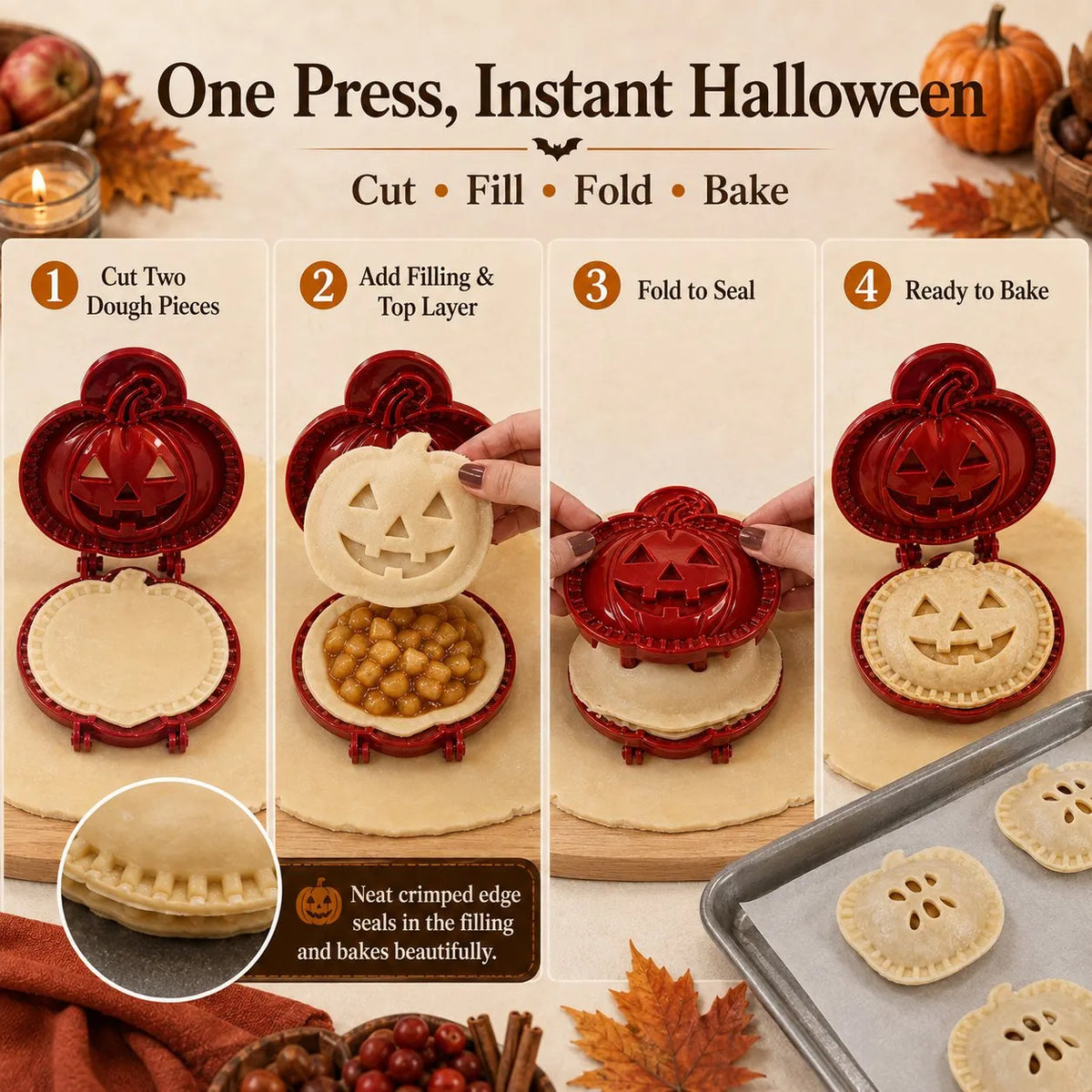 🔥Last Day 50% OFF - 🎃🥧 8-Piece Halloween Mini Hand Pie Mold Set