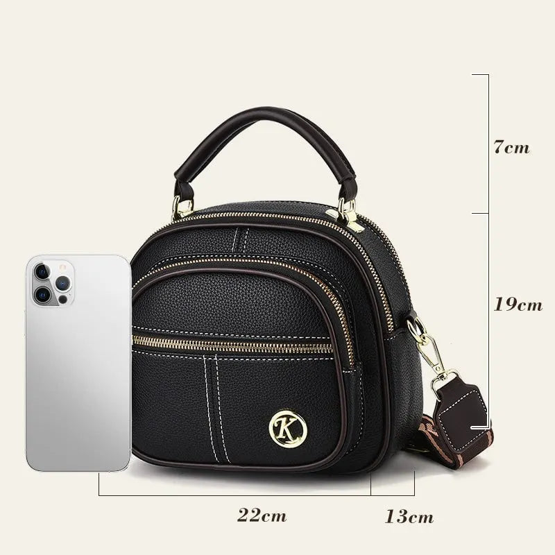 Multifunctional Compartments Adjustable Leather Crossbody Bag