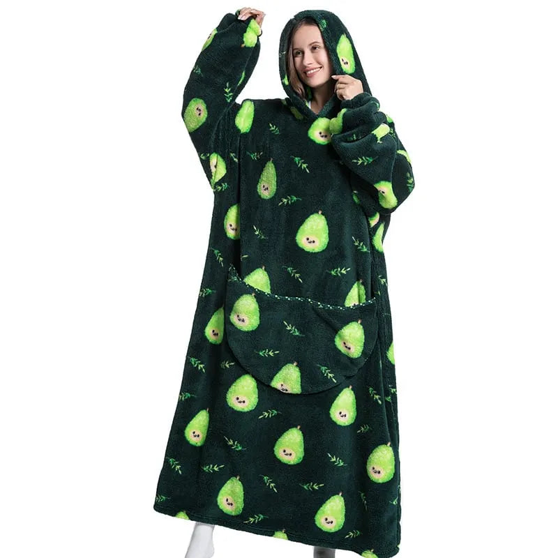 Cute Cartoon Print Hoodie Blanket