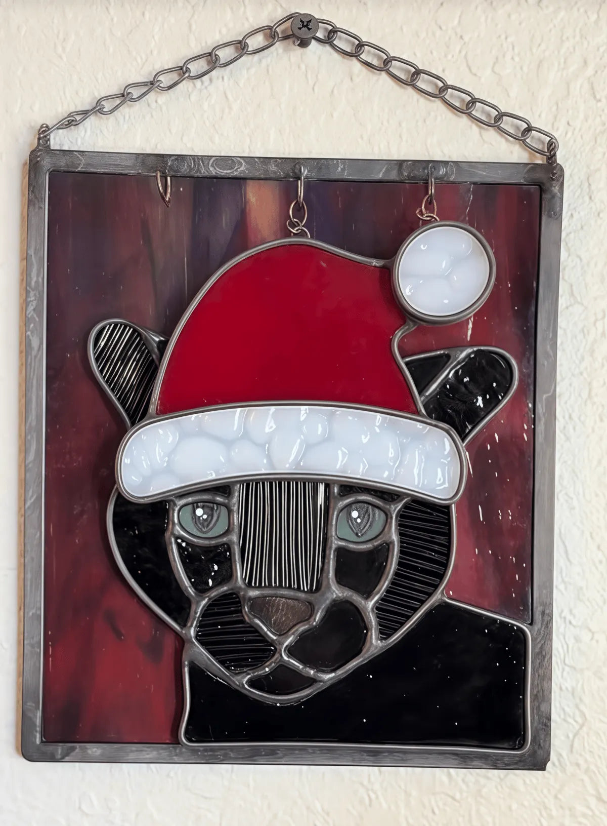 🔥Last Day 49% OFF -  🐆✨Stained Glass Black Cat Suncatcher Window Hanging Decor, Interchangeable Hat Design