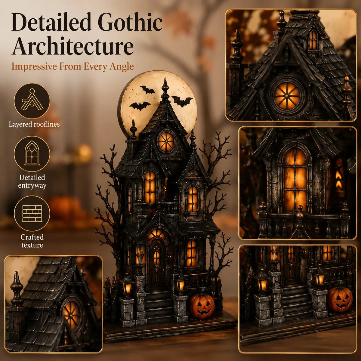 🧙🖤Lighted Halloween Haunted House & Character Figurine Collection