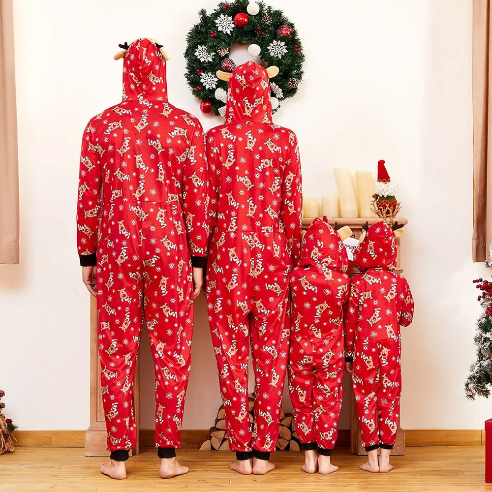 🎁Christmas Family Matching Hoodie Pajamas Reindeer Romper Long Sleeve