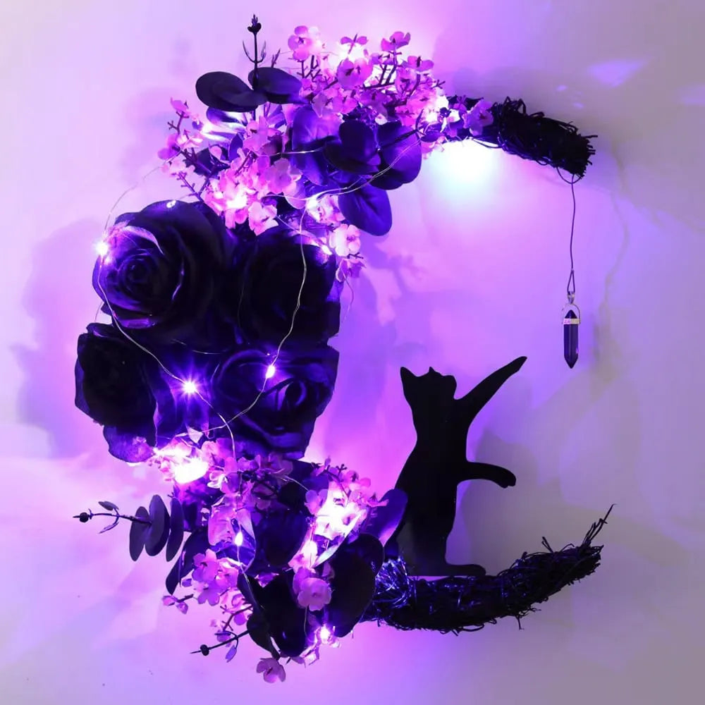 🎉49% OFF - 🐈‍⬛🌙Handmade Halloween Cat Wreath(📦Buy 2 Free Shipping)