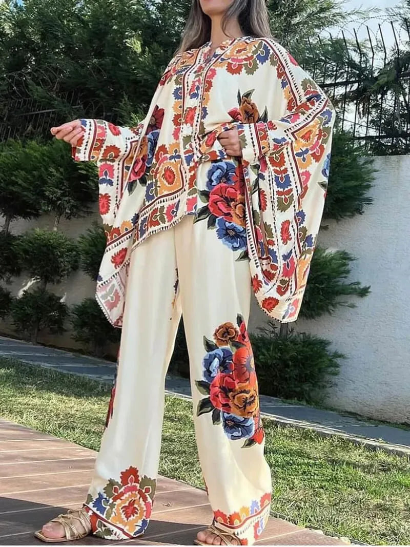 Women's Printed Set Two Piece Suit Set