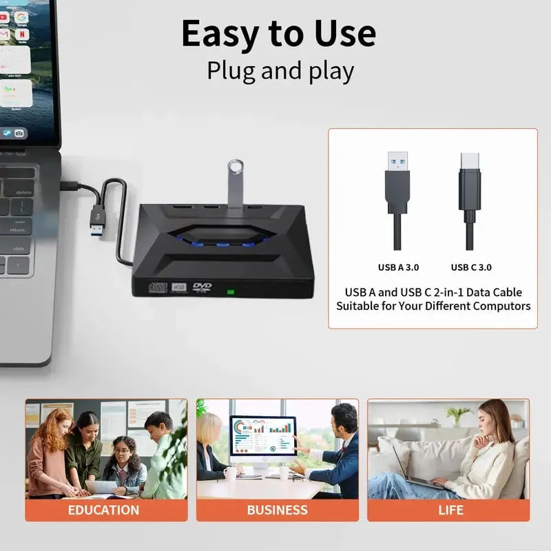 🔥 HOT SALE 🔥Retro Laptop CD DVD Player USB C 3.0 Portable CD Burner