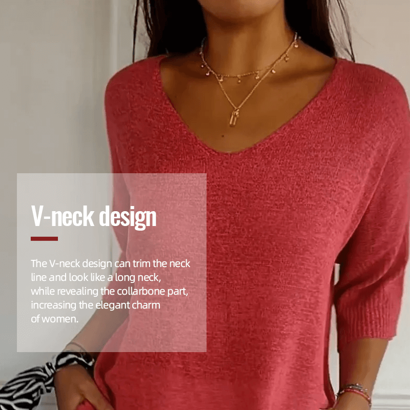 🔥Spring Sale 49% OFF - Solid V-neck knitted top