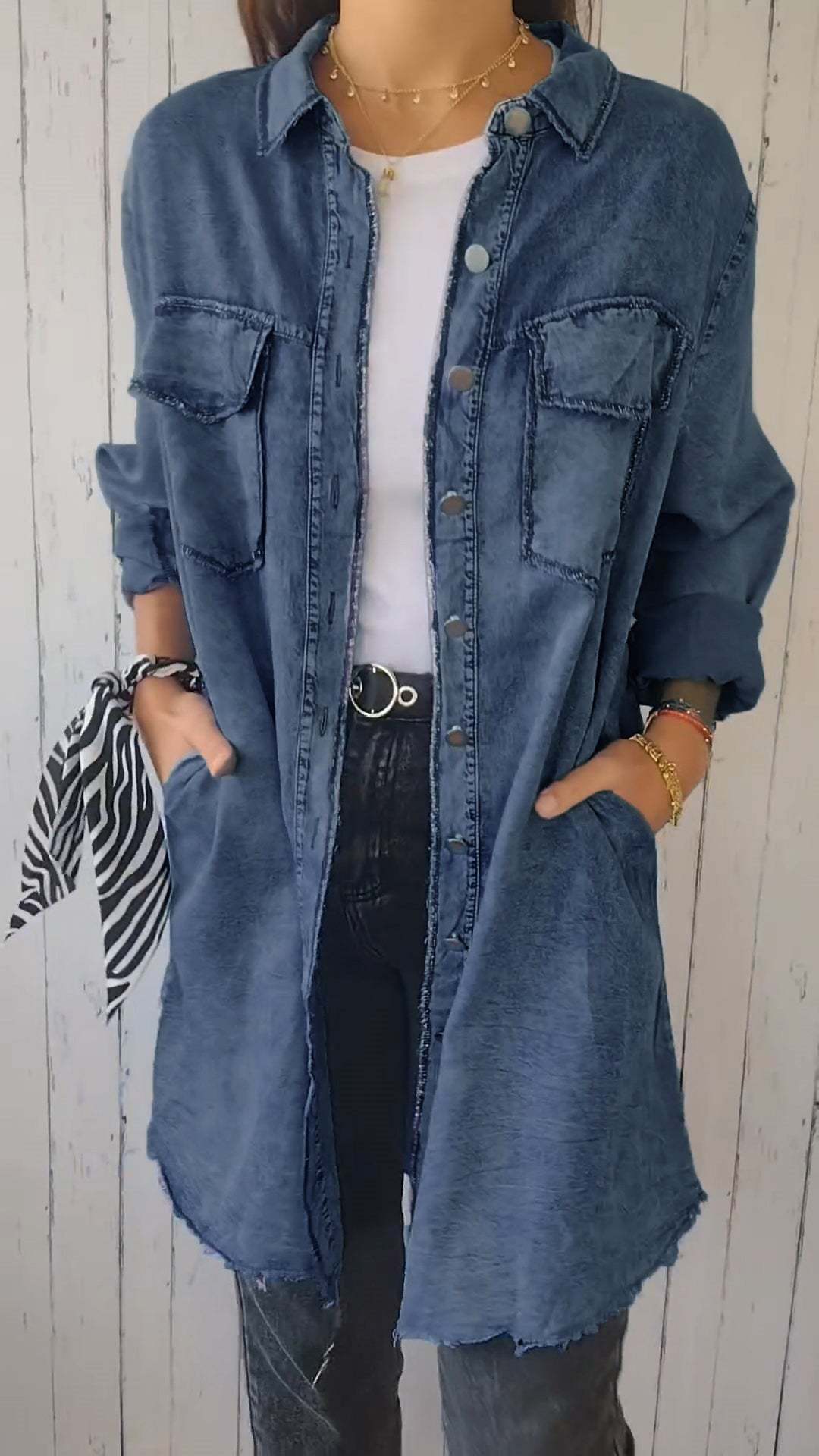 Denim Comfortable Long Coat Shirt (Buy 2 Free Shipping)