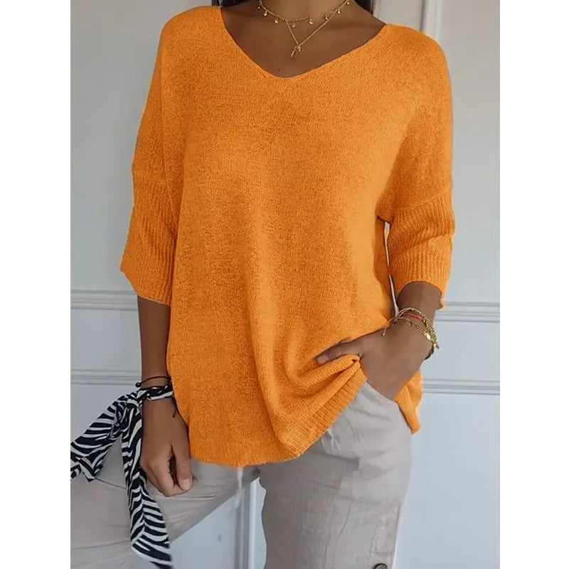 🔥Spring Sale 49% OFF - Solid Color Knitted V-neck Top