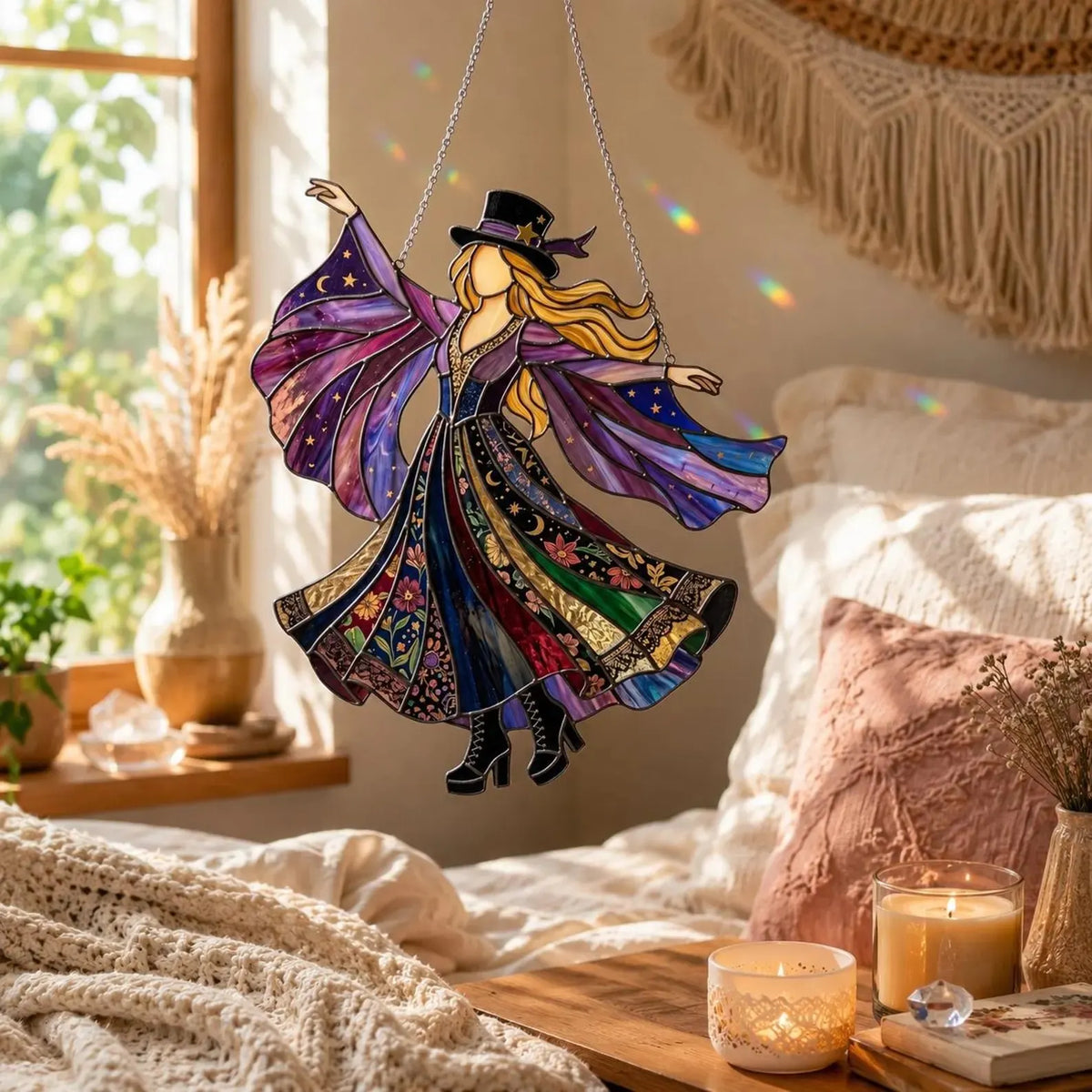 🔥LAST DAY 59% OFF -💃Stevie Nicks🤘 Handmade Stained Glass Spinner