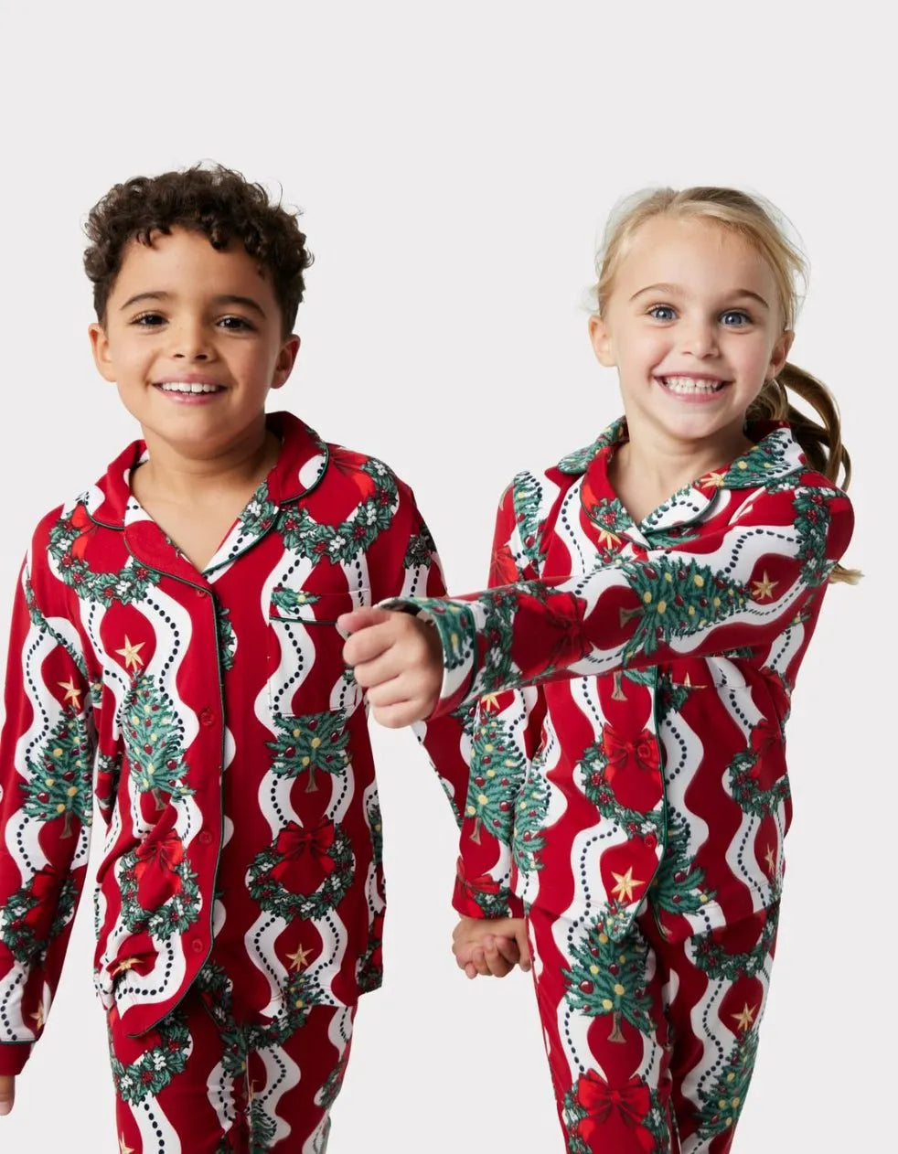 🎅Christmas Tree Wreath Stripe Print Long Pyjama Set