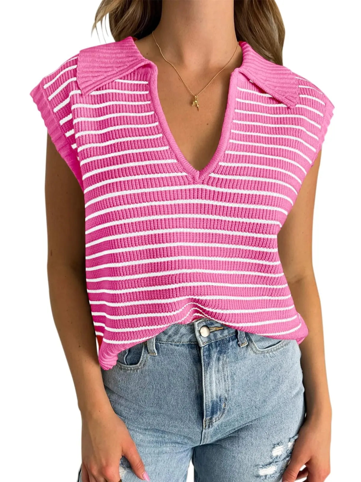 V-Neck Sleeveless knitted top