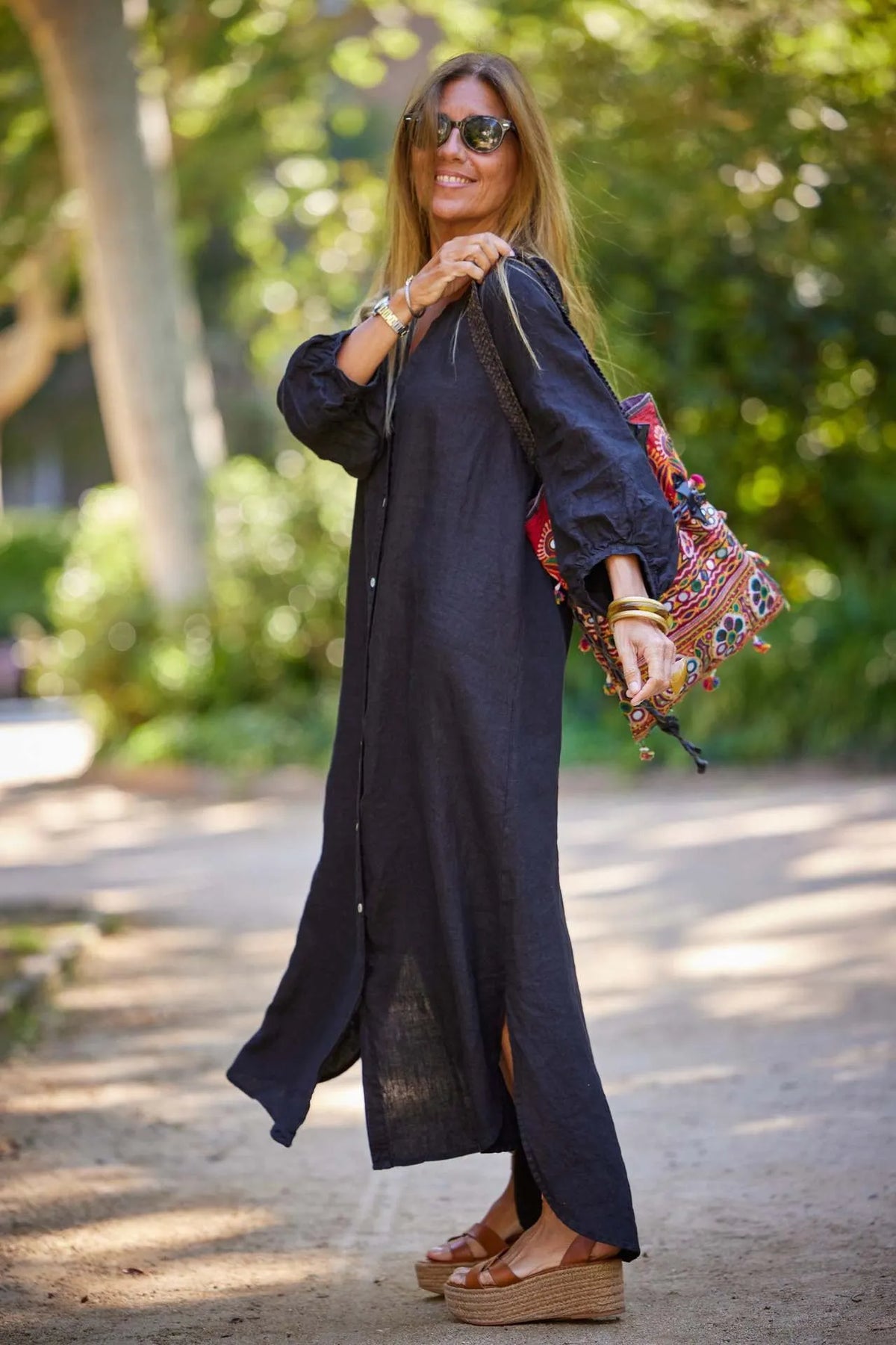 🌸Women’s Minimalist Cotton Linen V-neck Long Dress (Buy 2 Free Shipping)