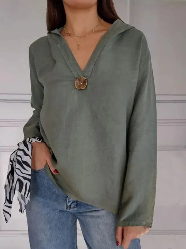 V-neck Single Button Tailcoat Hooded Sweatshirt (Buy 2 Free Shipping)
