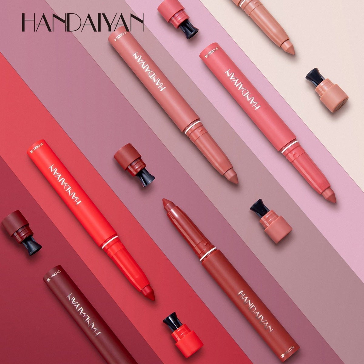 12 Color HANDAIYAN Rotating Sharpenable Matte Lipstick Pencils- Buy 2 Get 1 Free