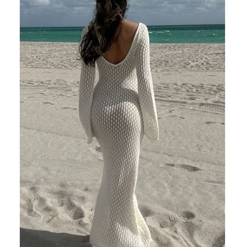 Hollowed-out Textured Dress