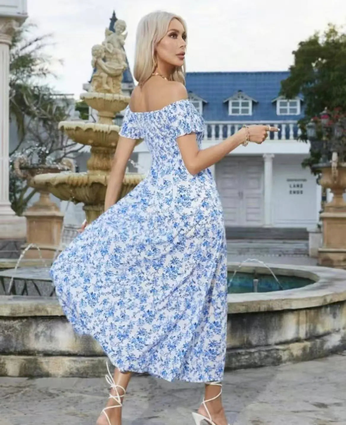 Women's Elegant Floral Off-Shoulder Dress