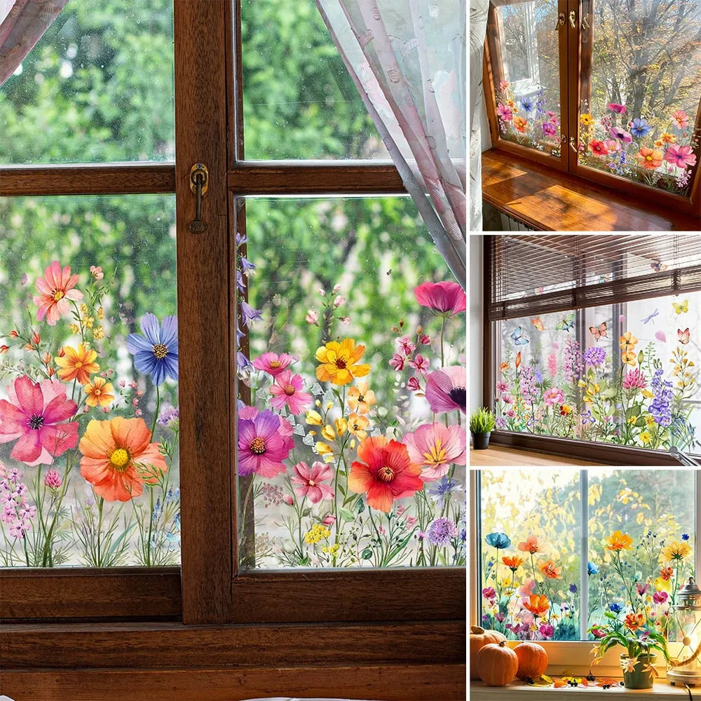 💐Colorful Floral Bouquet Window Sticker🖼️(Cut to size freely)