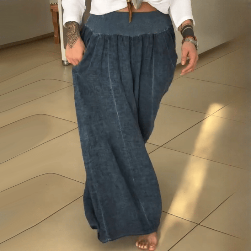 Women's Elastic Wide-Leg Pants with Pockets (Buy 2 Free Shipping)