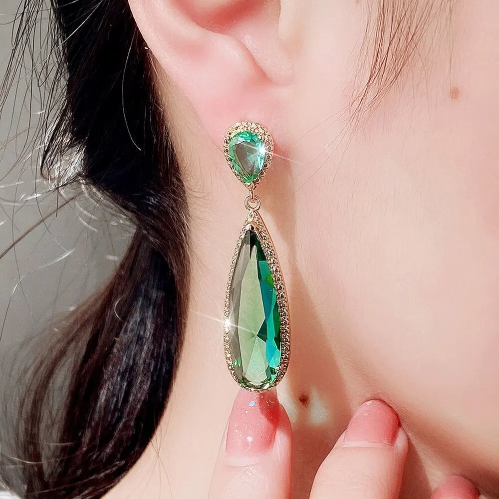 Luxury Large Pear Crystal Drop Earrings