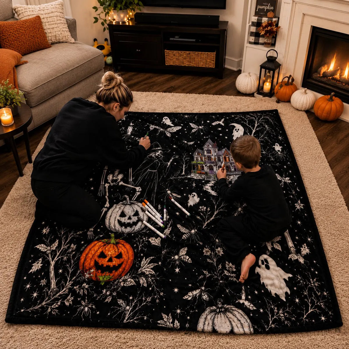 🎉🎃👻Trick Or Trace Halloween Coloring Blanket🎨(📦Buy 2 Free Shipping)