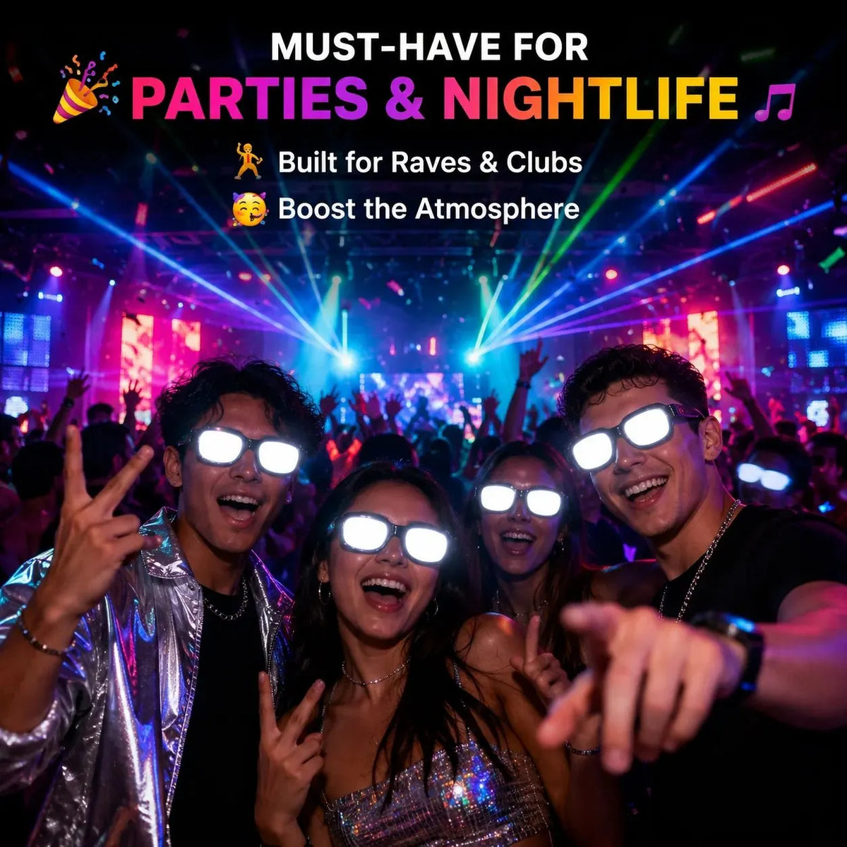 🔥HOT SALE🔥🌟 Futuristic LED Light-Up Party Eyewear 🕶️